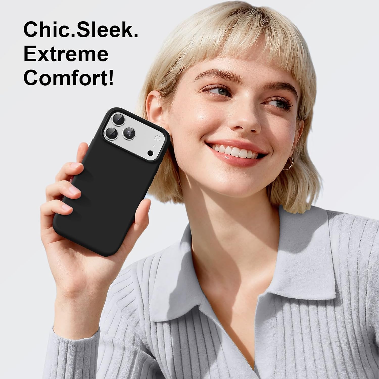 OuXul Designed for iPhone 17 Pro Max Case,Shockproof Liquid Silicone Protective Phone Case with Soft Anti-Scratch Microfiber Lining, Ultra Slim Drop Protection Phone Cover 6.9 inch (Jet Black) - Image 5