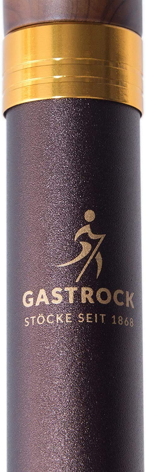 Exklusiver Designer Gehstock mit Derbygriff aus lackiertem Hartholz braun