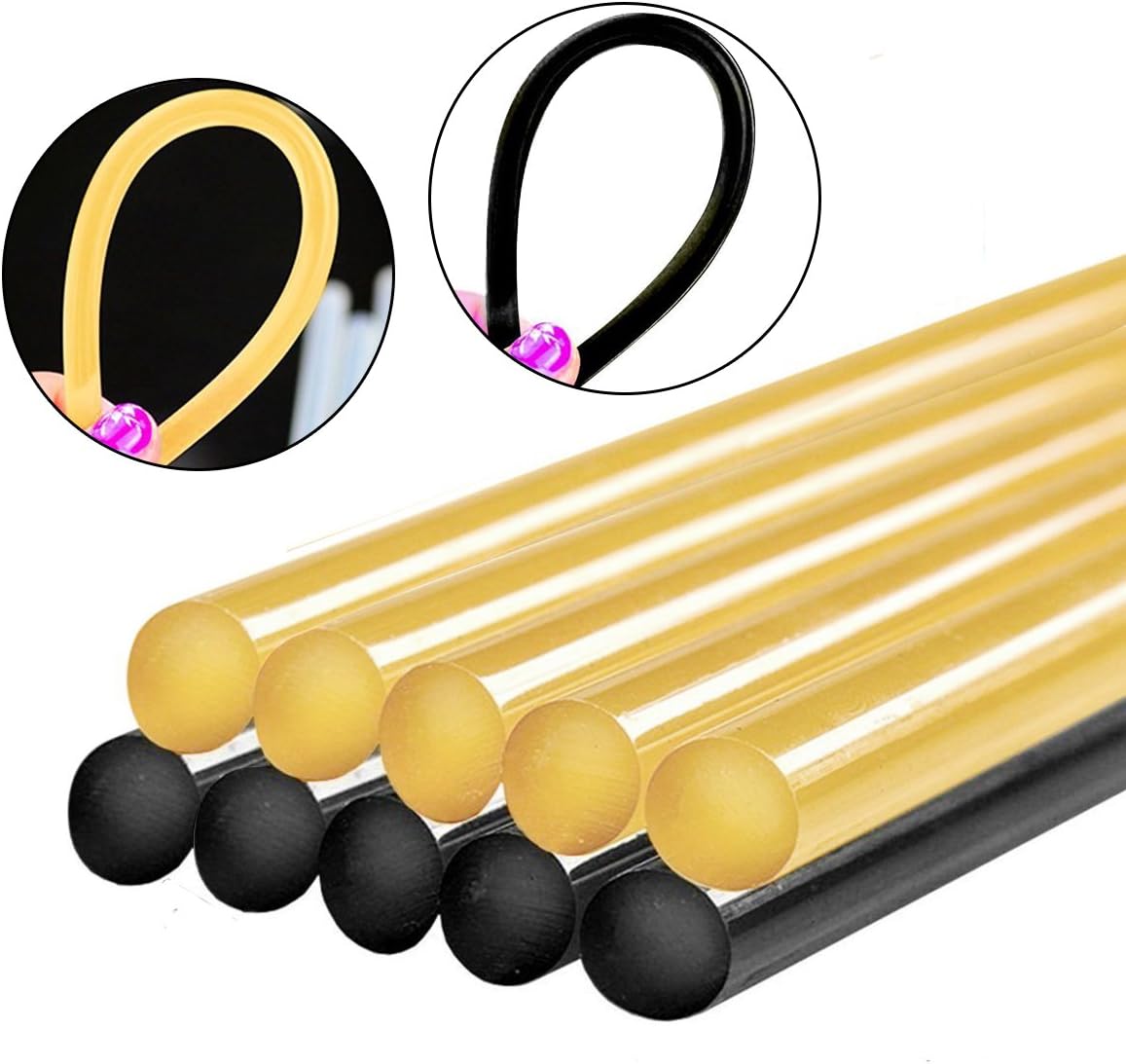 Yoohe 10PCS PDR Hot Melt Glue Sticks for Auto Body Dent Removal Hail Damage Repair Tools DIY Home Repair Tools - 5 Packs Black & 5 Pack Yellow