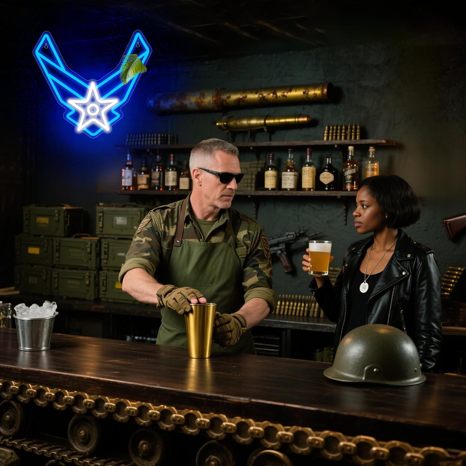 Military Neon Sign for Wall Decor Military Neon Light Up Sign for Man Cave Neon Lights for Bedroom Led Neon Sign Suitable for Veterans Themed Gathering Size13.7 * 12.5In - Image 5