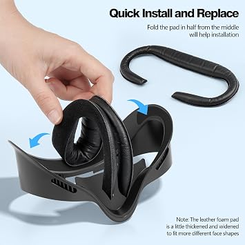 VR Facial Interface Face Pad Cover for Meta Quest 3S Accessories, Comfort PU Cotton Cushion Replacement, Not fit Quest 3