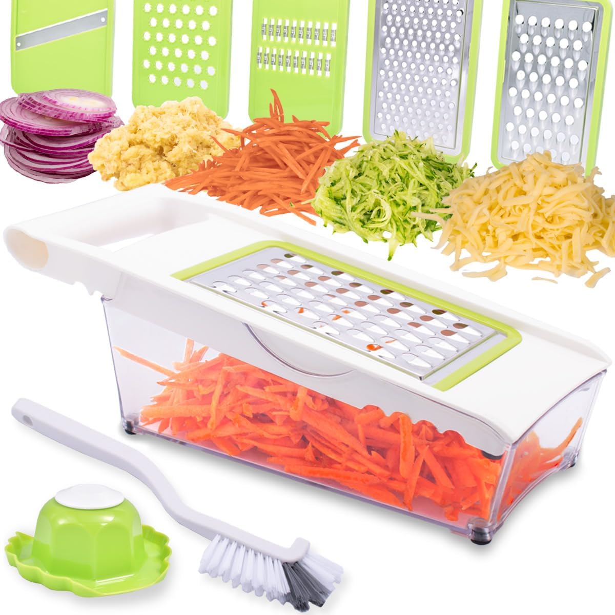 NACOLUS Cheese Grater with Container,5 In 1 Vegetable
