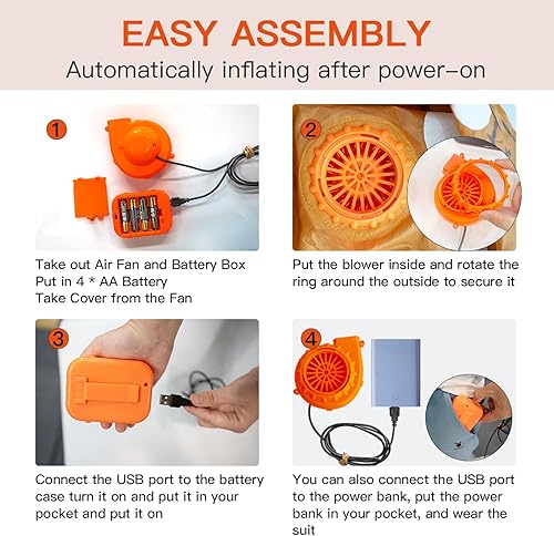 Miniatura 6 de KOMUSMO Inflatable Santa Claus Costume, Adult Christmas Santa Suit with Beard and Hat, Full Body Funny Blow Up Costume