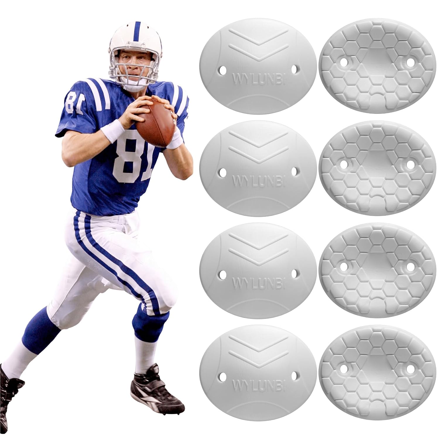 8 Pcs Football Knee Pads for Youth, 4.7'' x 4'', Suitable For Varsity Training, Protect Elbows and Knees