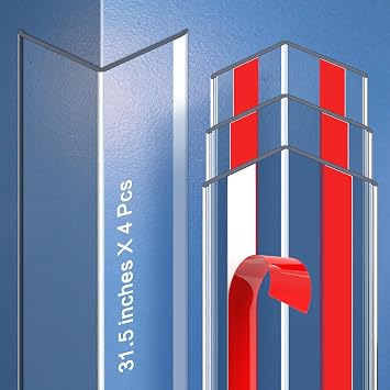 Clear Self-Adhesive Wall Corner Protectors-2 PCS of Corner Guards & Edge Protector for Baby, Furniture, Door, Tables, Cover Sharp Furniture, Easy to Install 3cmx80cm/1.18inx31.5in