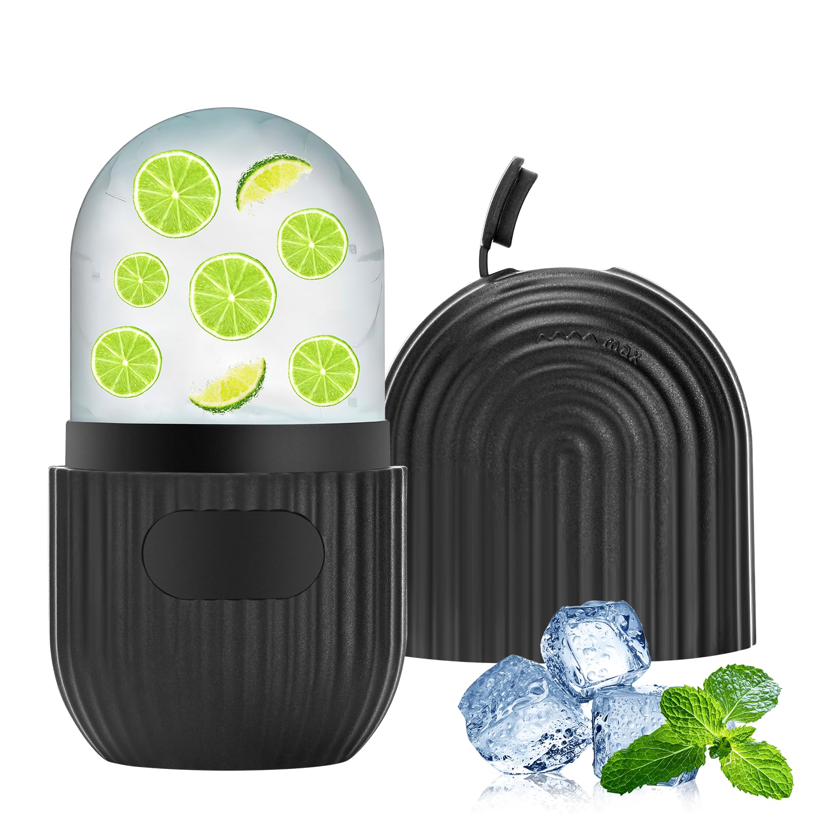Ice Roller Facial, Hielo Para la Cara de Silicona, Reutilizable Rodillo Facial De Hielo, Rodillo Hielo Facial, Ayuda a Reducir Los Poros, Aliviar el Dolor, Masaje(Negro)