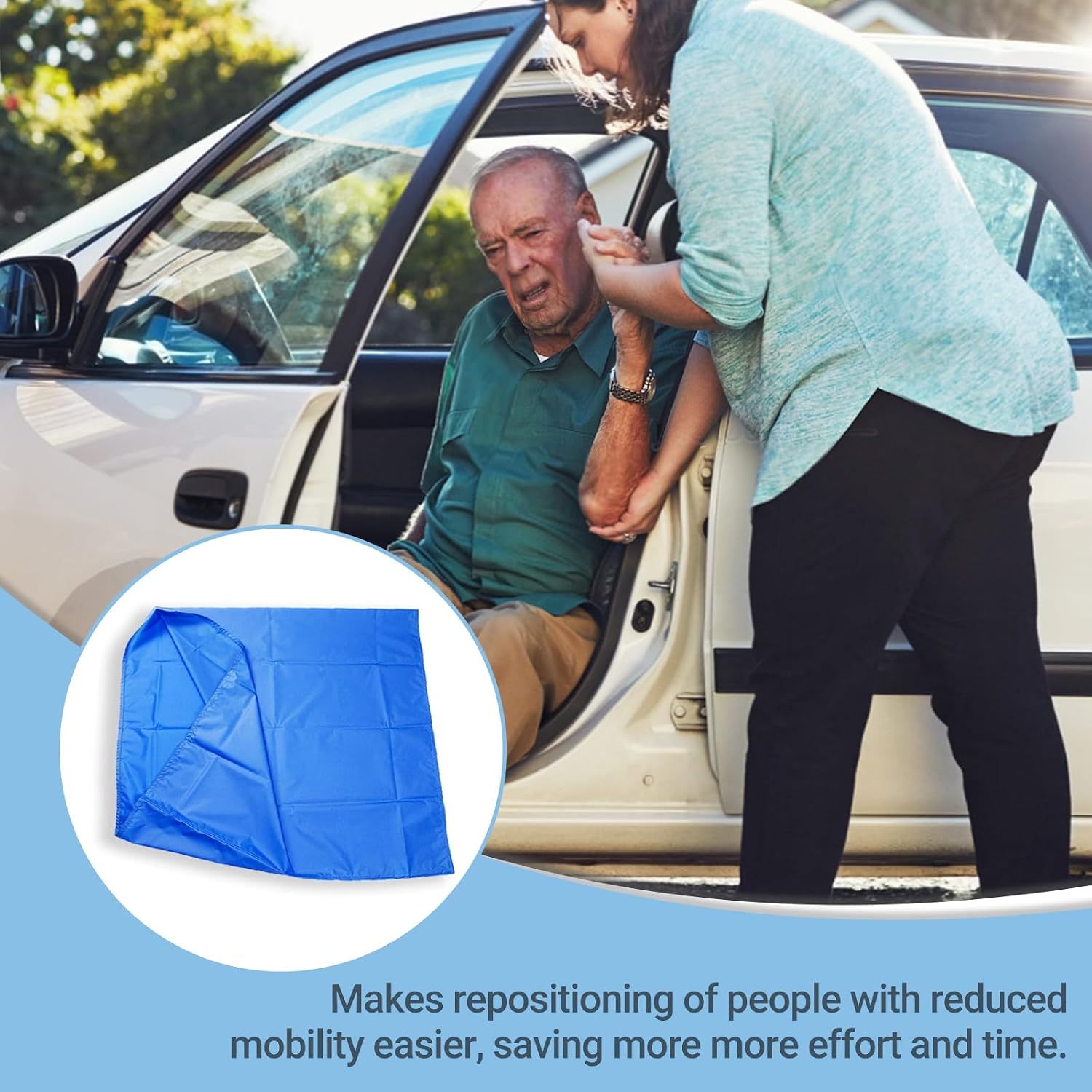 Car Tubular Slide Sheet - Double-Layer Vehicle Seat Sliding Draw Transfer Aid Pad, Positioning Transfer Assist Device for Elderly Disabled Bedridden Patient, 1 Pcs (27"L x 28"W)