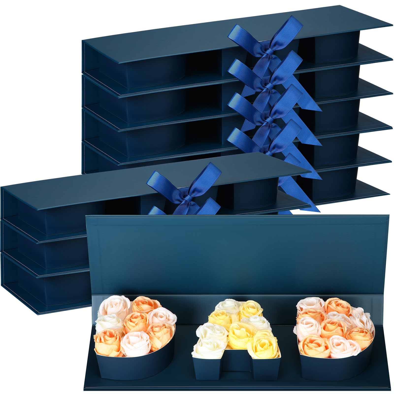Trandraft 8 Pcs Father Gifts Box with Lids Dad Cardboard Letter Box Flowers Dad Charcuterie Fillable Box Floral Bouquet Boxes Florist Packaging for Father's Birthday Party(Navy Blue)