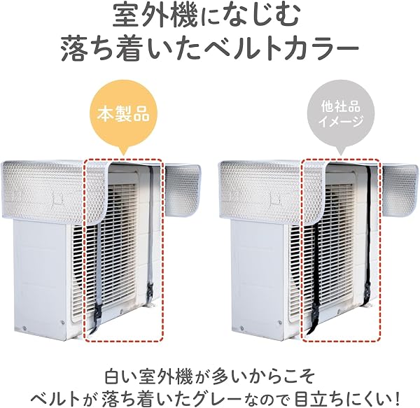 ダイヤ エアコン 室外機カバー 節電 省エネ 簡単取り付け 磁石とワンタッチベルトでしっかり固定 3層構造 アルミ蒸着 気泡緩衝材 遮熱カバー 遮熱パネル 日よけ 汚れ防止 エアコンの運転効率低下を防ぐ 058400 - 4
