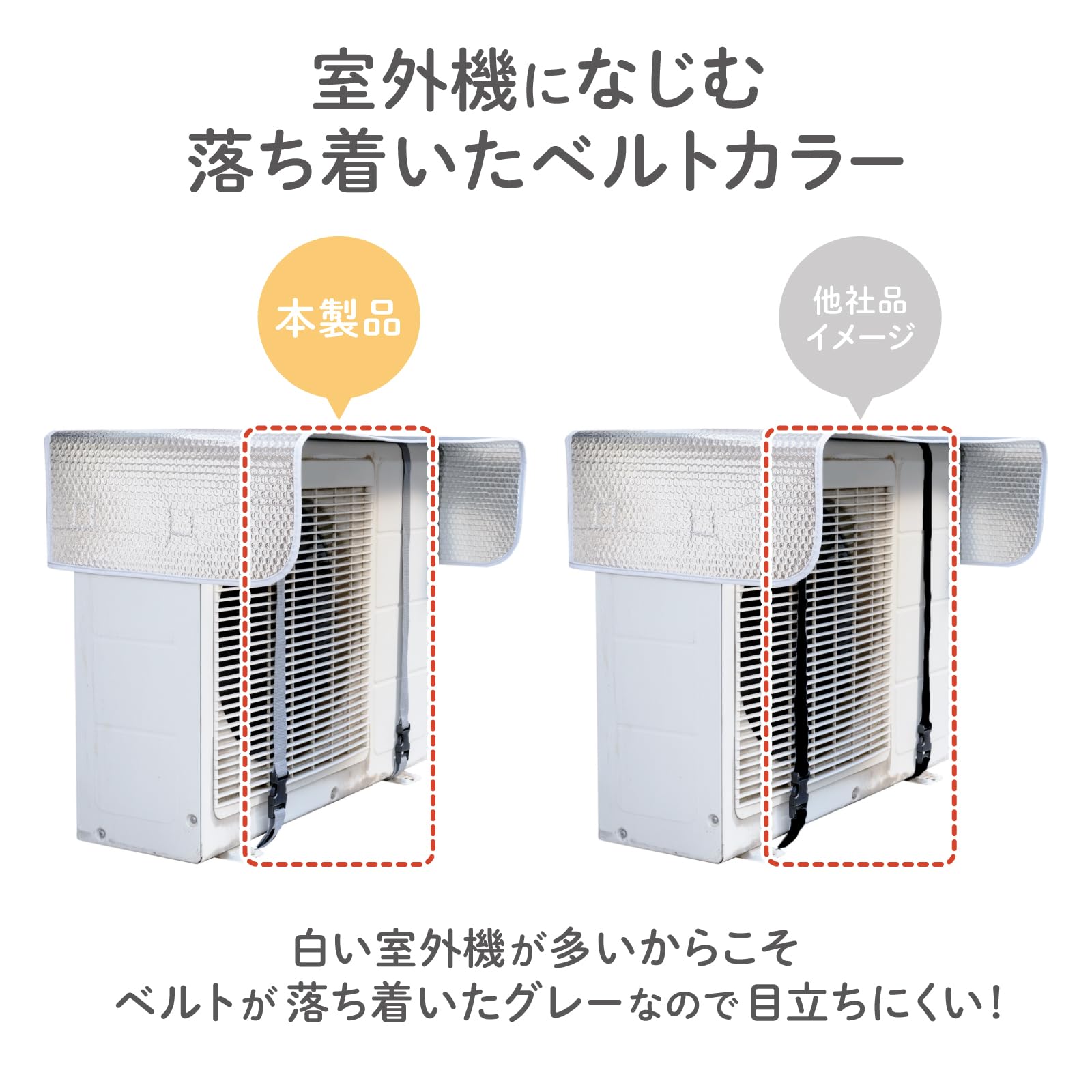 ダイヤ エアコン 室外機カバー 節電 省エネ 簡単取り付け 磁石とワンタッチベルトでしっかり固定 3層構造 アルミ蒸着 気泡緩衝材 遮熱カバー 遮熱パネル 日よけ 汚れ防止 エアコンの運転効率低下を防ぐ 058400 - 5