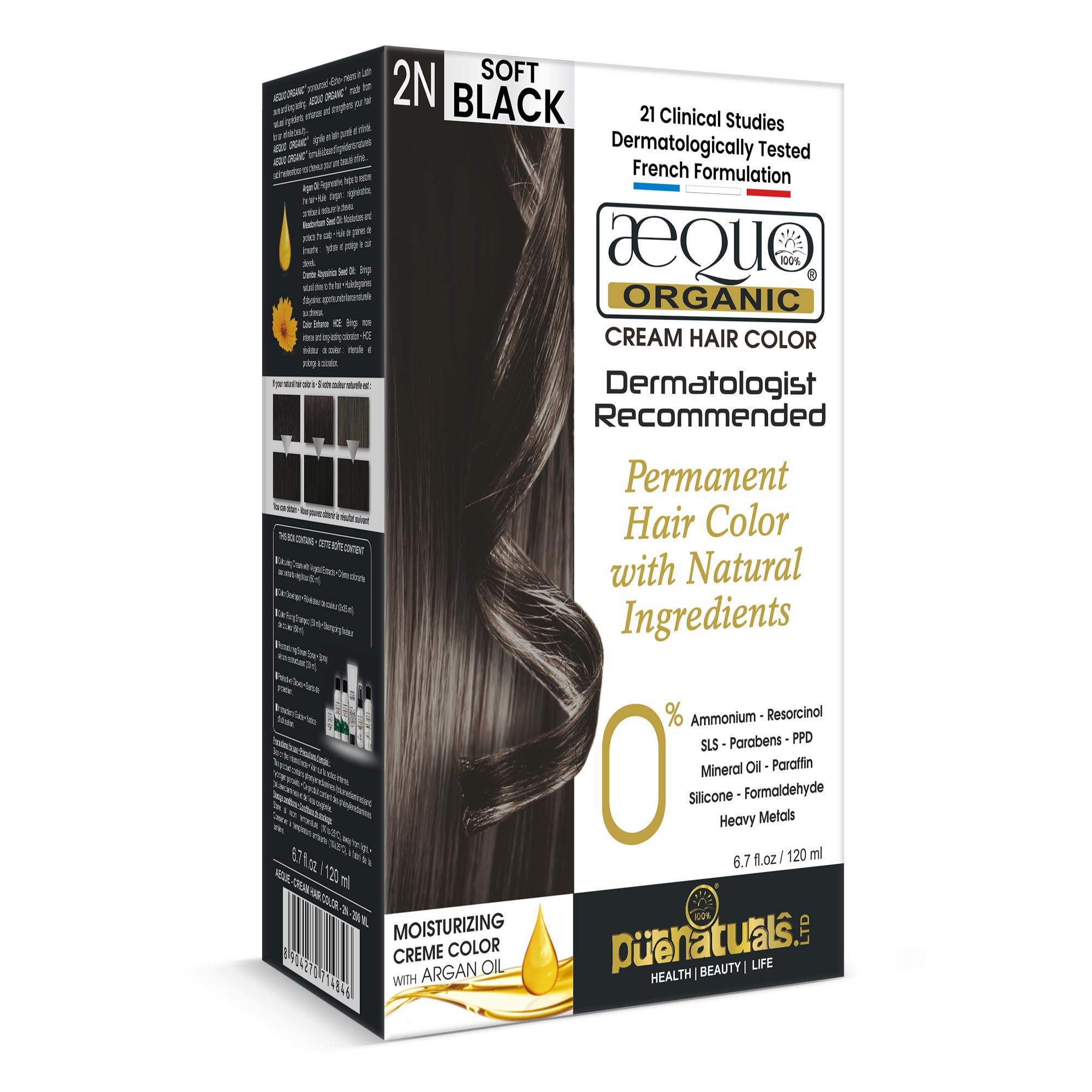 Aequo Organic Cream Salon Pack Hair Colour 2N Blackish Brown for Men And Women,120 ML|Natural Long Lasting Permanent Color for Hair,Beard & Mustache|100% Grey Coverage| PPD & Ammonia