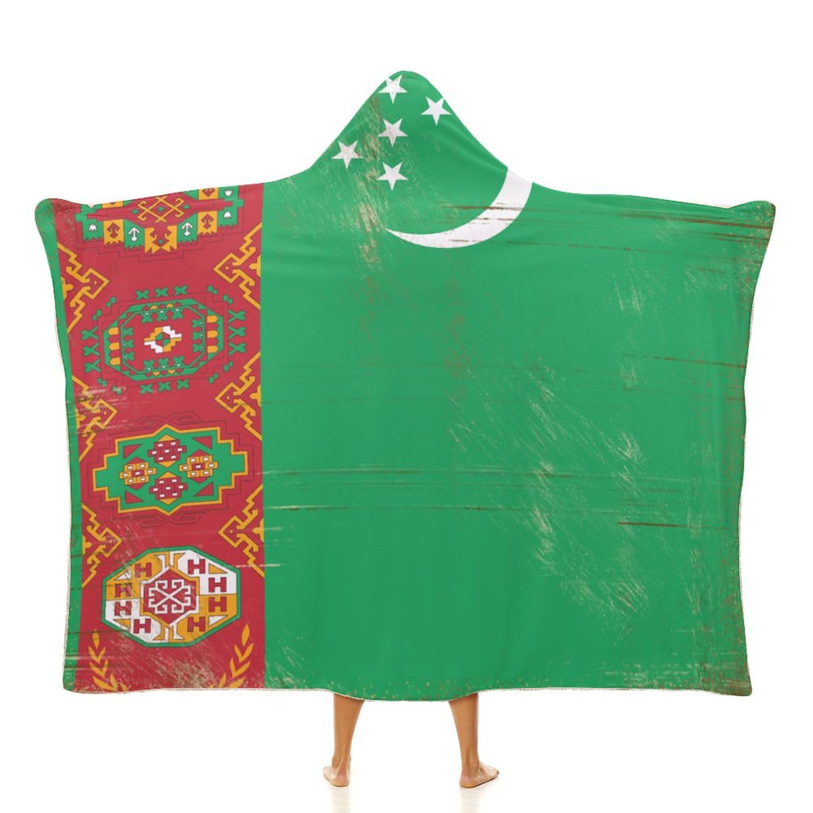 Couverture à capuche Turkménistan 127x152 cm pour adulte et enfant