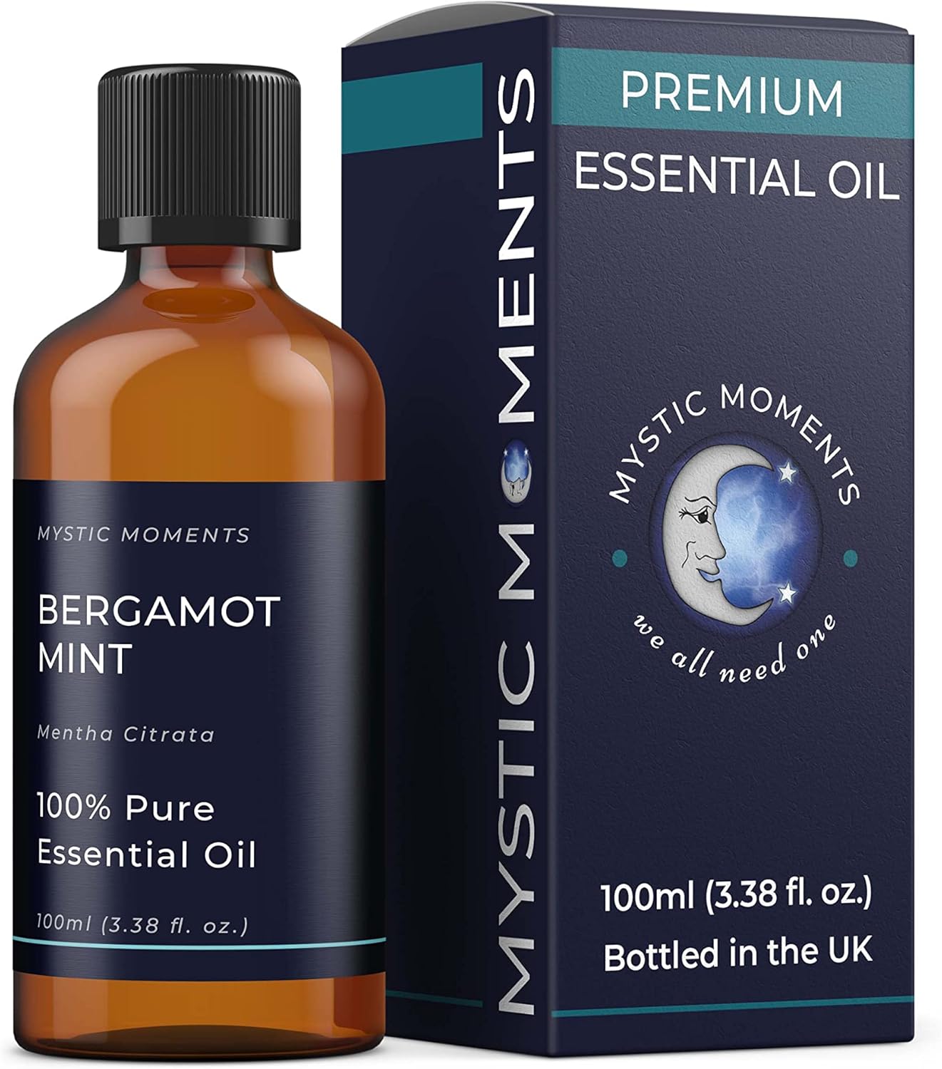 Mystic Moments | Bergamot Mint Essential Oil 100ml | Mentha citrata | Fresh Minty Citrus Aromatic Oil for Diffuser, Blends & Crafts | Aromatherapy Grade