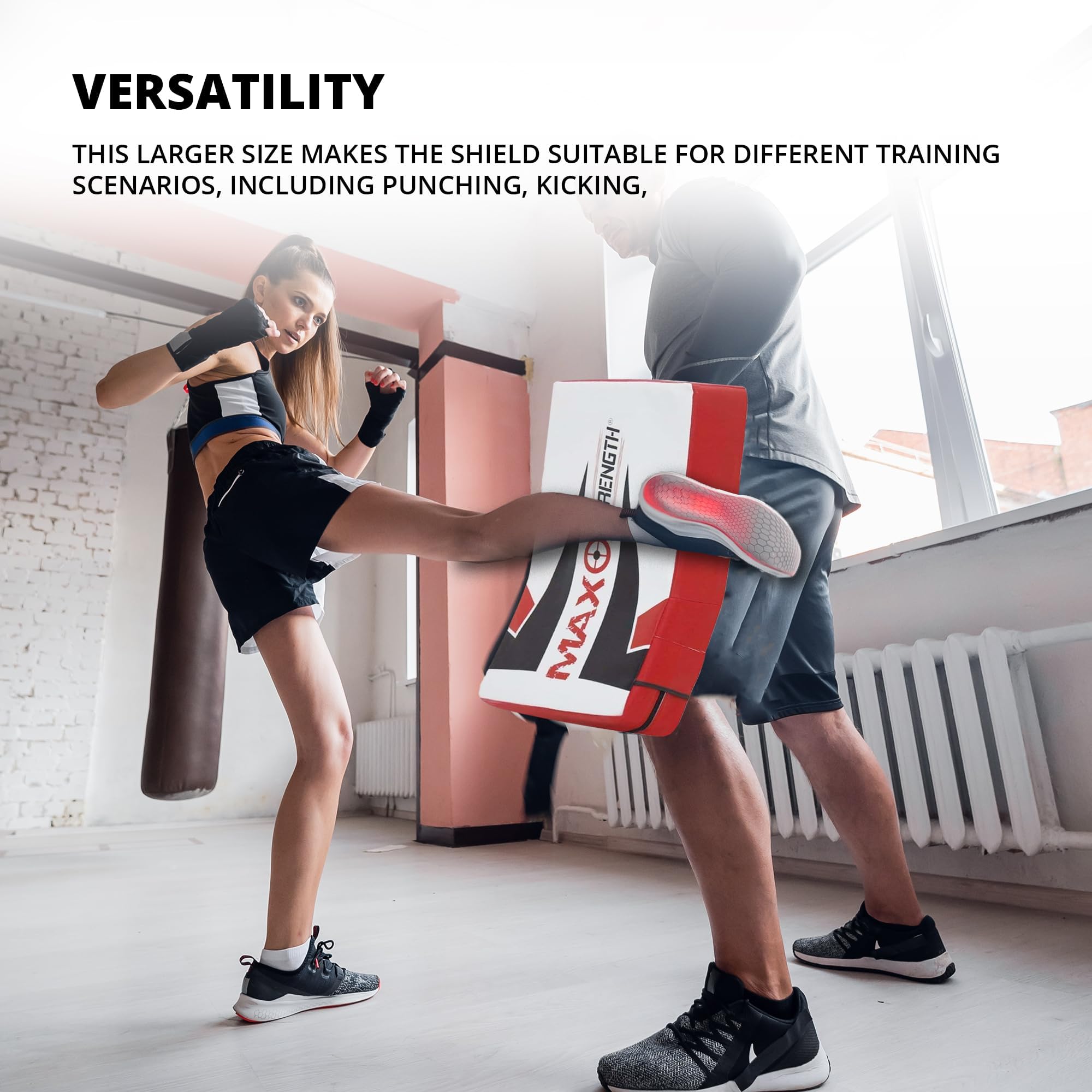 MAXSTRENGTH Escudo de Entrenamiento de Kickboxing Profesional, Almohadilla Curva de Muay Thai, Escudo de Cuerpo Strike | Ideal para MMA, Artes Marciales, Entrenamiento