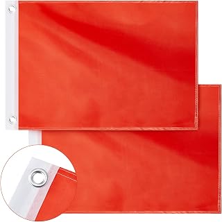 Jecery Orange Boat Flag Banner Solid Orange Flag 12 x 18 Inches(2 Pieces)