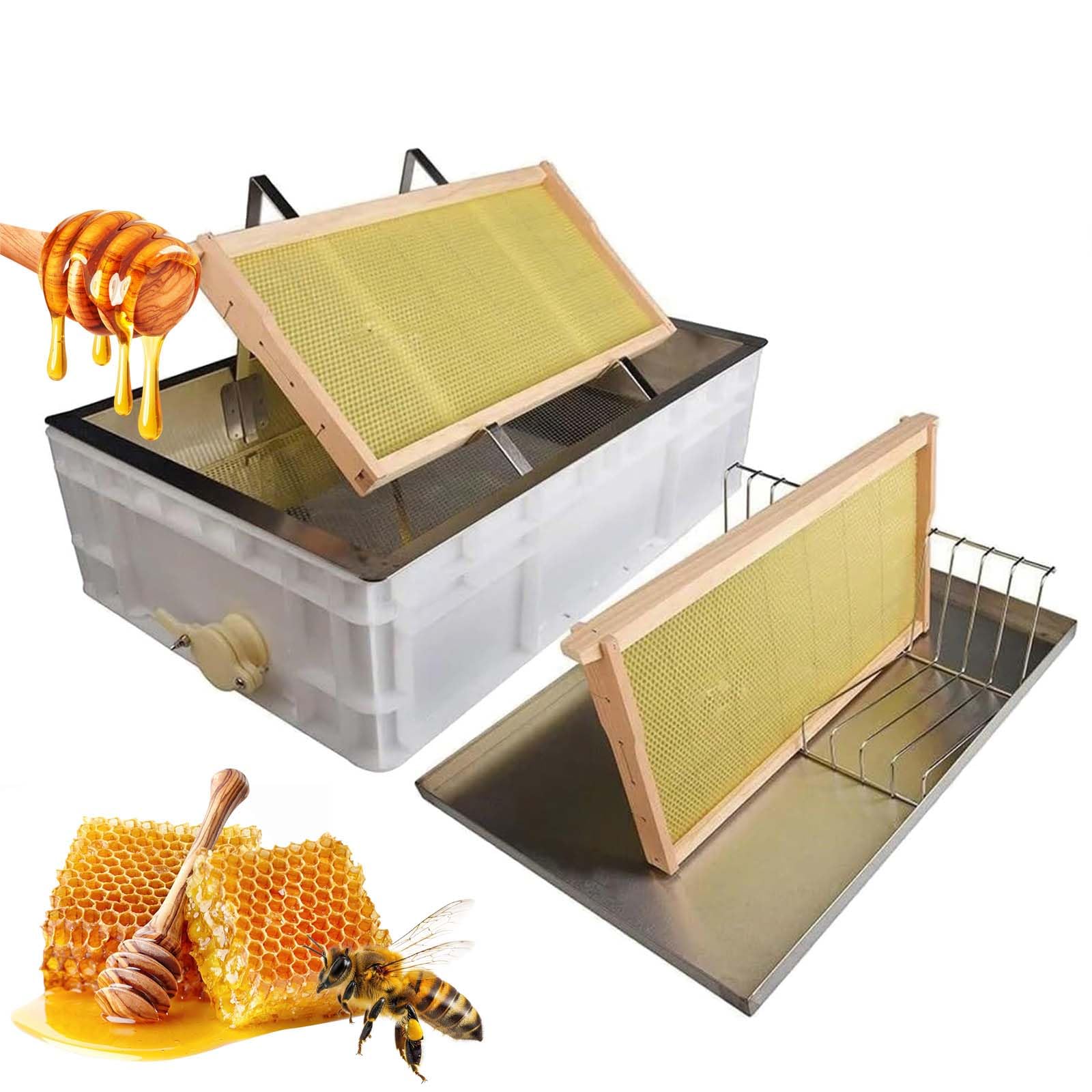XCSCUK Beekeeping Uncapping Station,Stainless Steel Honey Extractor Processing Kit,with Drip Tray & Container,for Home Garden Commercial