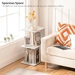 MAHANCRIS End Table with Charging Station, C-Shaped Narrow Side Table, White Nightstand with Storage, Narrow Bedside Table for Small Spaces, End Tables Living Room, Bedroom, White ETWT18E01Z