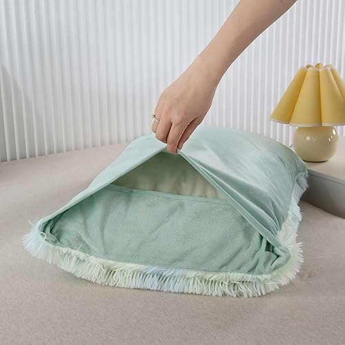 Miniatura 71 de SUCSES Faux Fur Duvet Cover Set Twin Size, Tie Dye Rainbow Plush Shaggy Girls Bedding Set, Soft Velvet Fluffy Fuzzy Ombre Comforter Cover Set