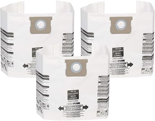 WORKSHOP WetDry Vacs - Bolsas de filtro de polvo general para aspiradora comercial