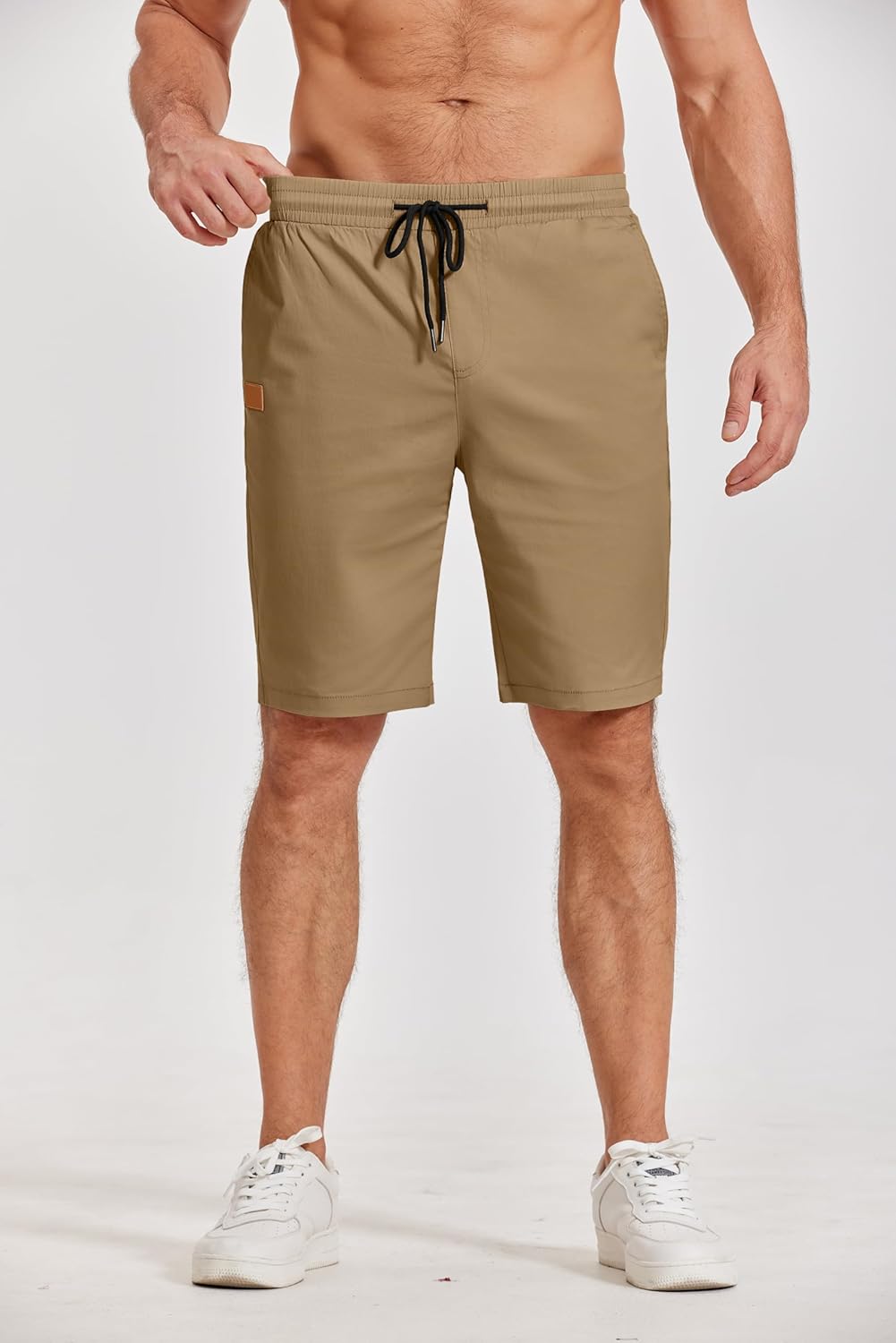 COOFANDY Mens Casual Shorts Cotton Elastic Waist Drawstring Shorts Lightweight Summer Beach Shorts - Image 3