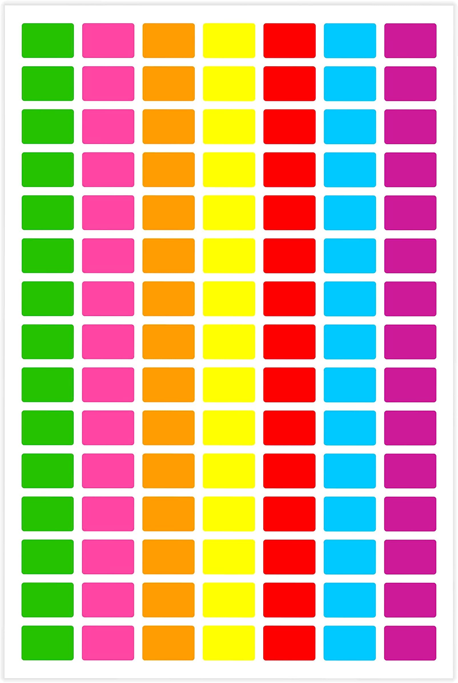 PARLAIM Pack of 1575 Square Color Coding Labels,1/2" x 3/4" Rectangular Stickers in 7 Colors Rectangle Folder File Labels