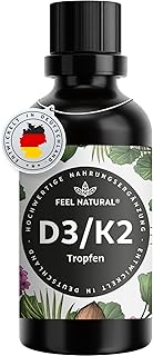 Vitamin D3 K2 Tropfen (50 ml) - 1000IE Vitamin D3 pro Tropfen - mit MK-7 - laborgeprüft, hochdosiert, ohne Zusätze, in Deutschland produziert