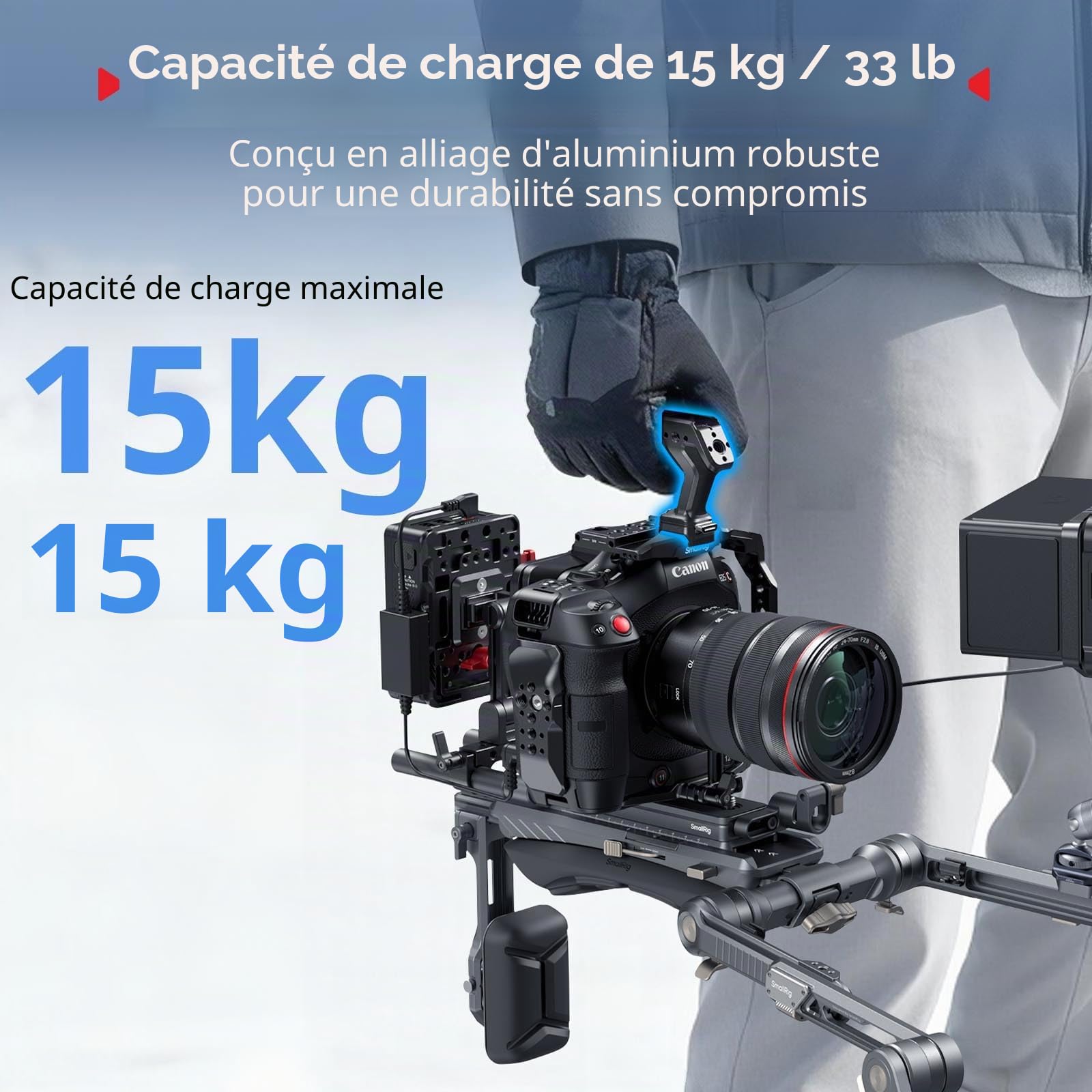 SMALLRIG HawkLock H21 Poignée Supérieure à Dégagement Rapide, Bidirectionnelle et Compatible avec NATO QR-Slide pour Arri (vis 1/4"-20), Conception Ergonomique, Charge Max15 kg - 5632