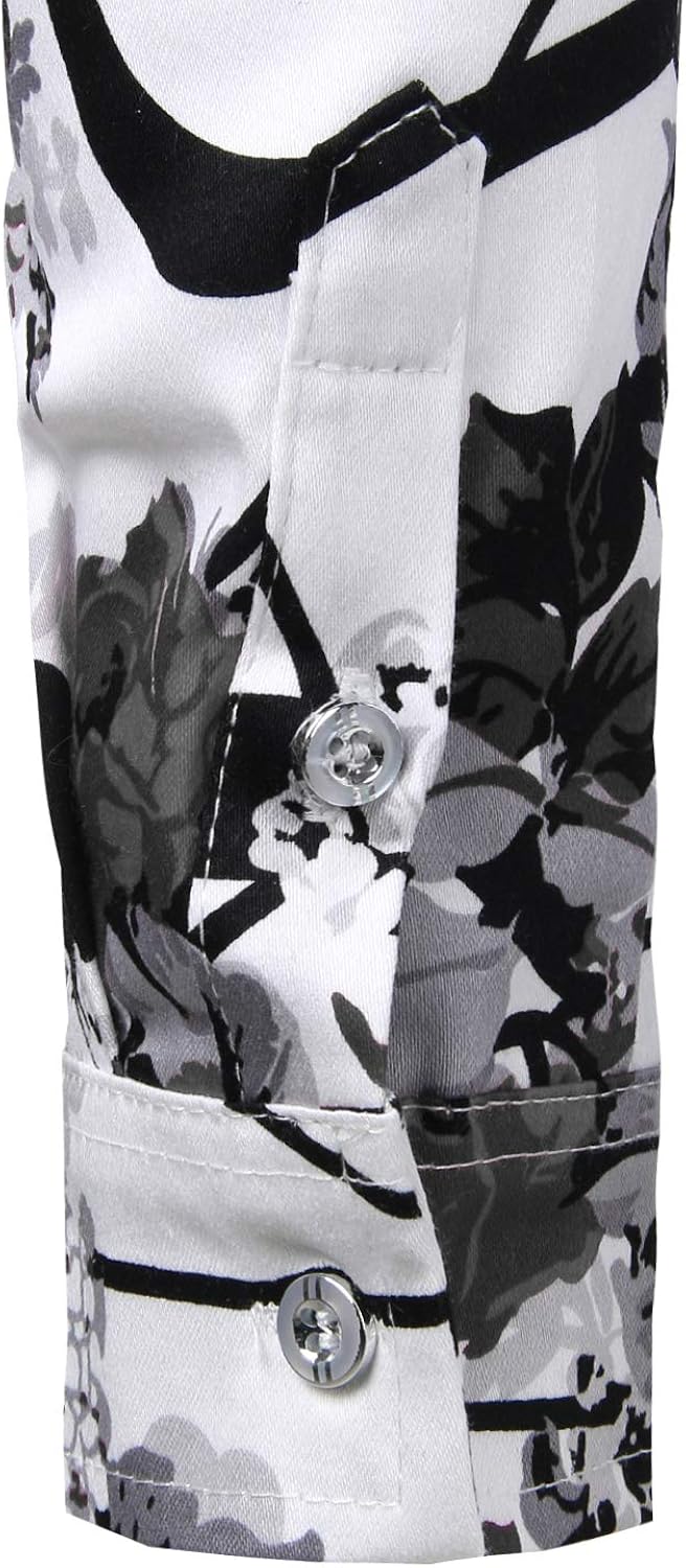 ZEROYAA Men's Floral Slim Fit Long Sleeve Cotton Casual Button Down Dress Shirt at  Men’s Clothing store