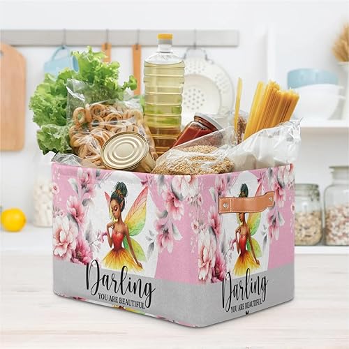 Vista 69 de Cestas de almacenamiento con asas, cubo de almacenamiento rectangular de tela rectangular plegable de juguetes para armario, estantes, lavandería, C