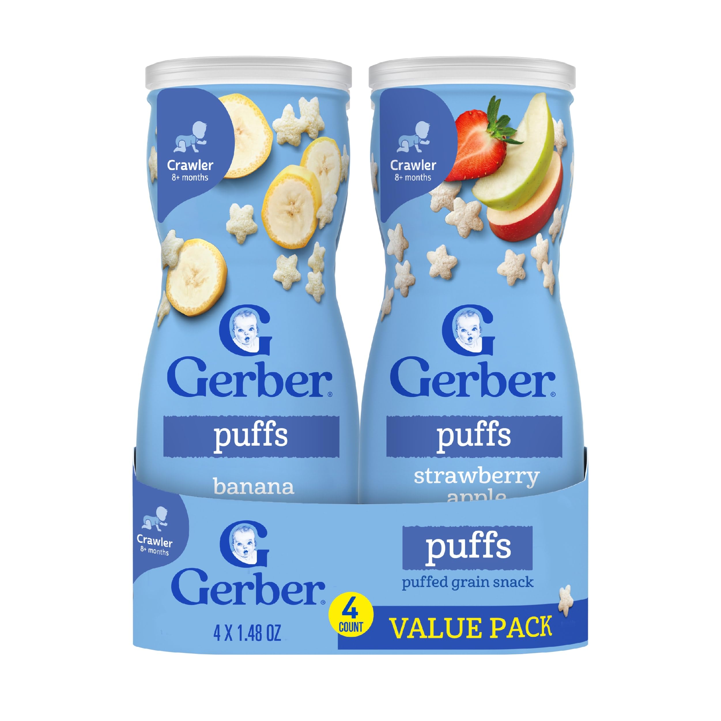 Gerber Stage 3 Baby Snacks, Puffs Value Pack, Puffs Snacks, Baby Led Feeding, 2PK