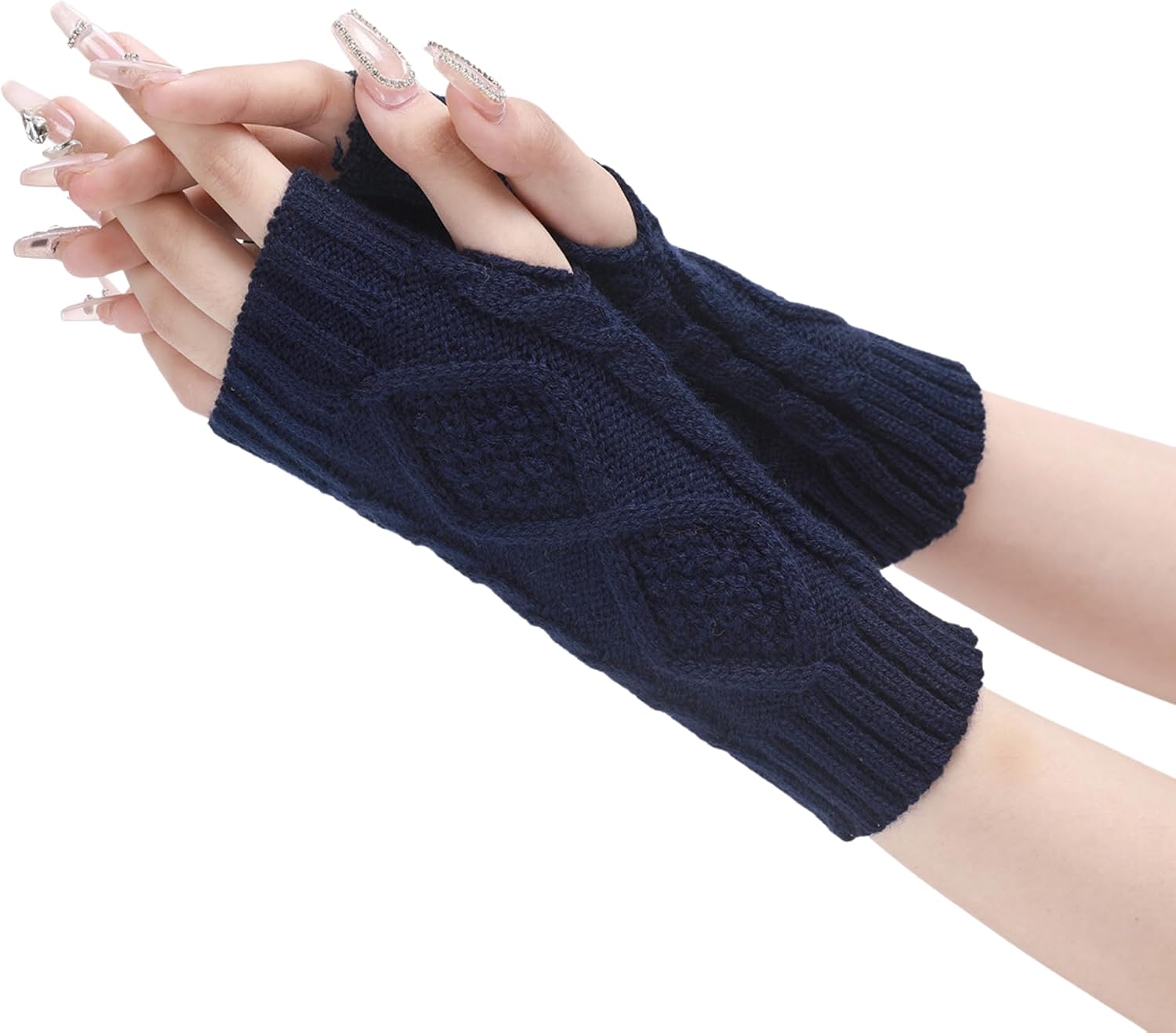 UTTPLL Womens Fingerless Gloves Winter Warm Knit Arm Warmers Mittens Soft Hand Crochet Wrist Warmers Thumb Hole Gloves
