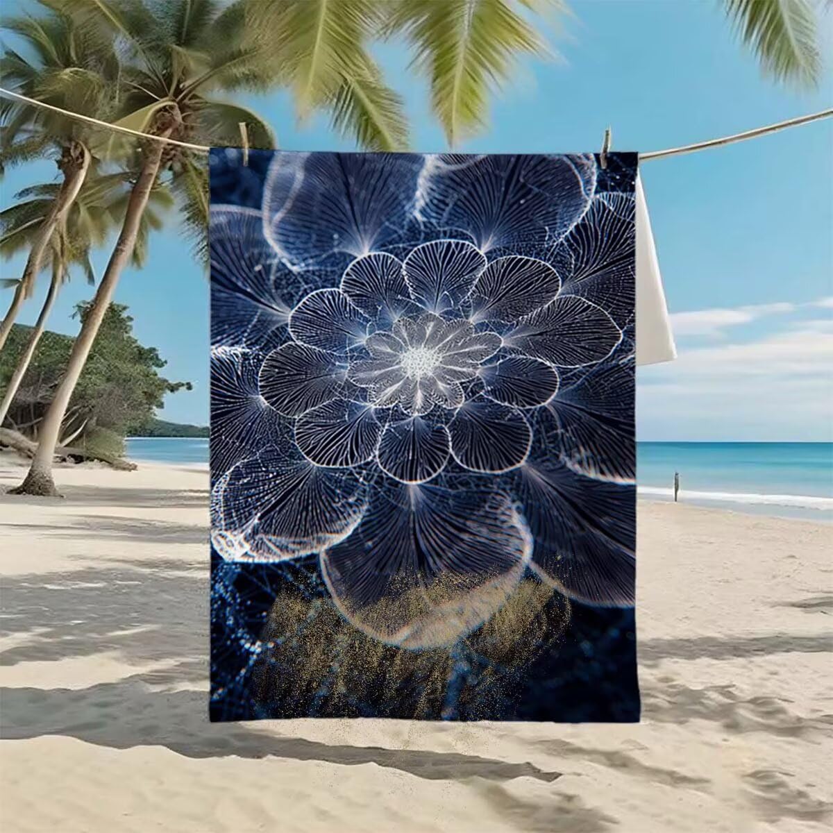 Telo Mare XXL 220x100cm/35x70cm, 2 Set Telo Mare Microfibra Sogno Asciugamano Palestra Uomo, Antisabbia, Leggero, Asciugatura Rapida, Teli da Spiaggia Grandi Accessori per Camping Natation Yoga E-93