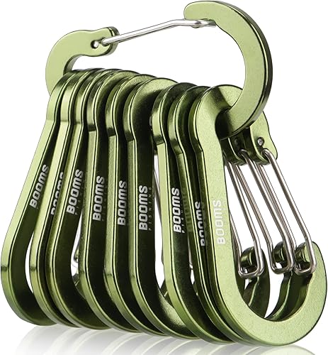 Booms Fishing CC5 - Clips de mosquetón multiusos, paquete de 10 clips pequeños de caribeener de 2.7 pulgadas, mini llavero de aluminio con clip