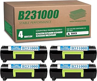 4 Pack Compatible B2338 / B231000 Remanufactured?Toner Cartridge Replacement for Lexmark B2442dw B2546dn B2546dw B2650dw MB2338adw MB2546ade MB2650ade MB2650adwe Printer Toner Cartridge (Black).