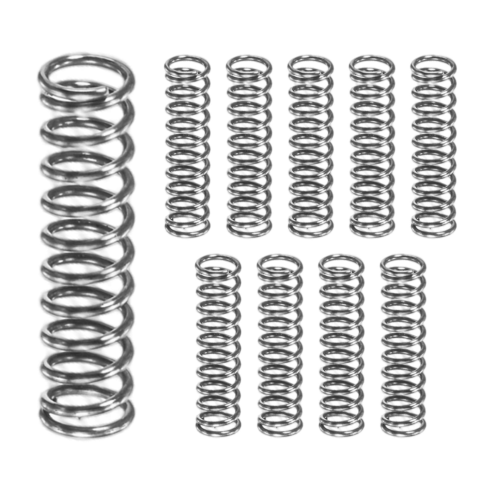 M METERXITY 10-Pack Compression Springs, 15mm Length 4mm OD 304 Stainless Steel Pruner Replacement Springs for Garden Tool/DIY/Mechanical Repair Replacement [Silver Tone, 0.5mm Wire Size]