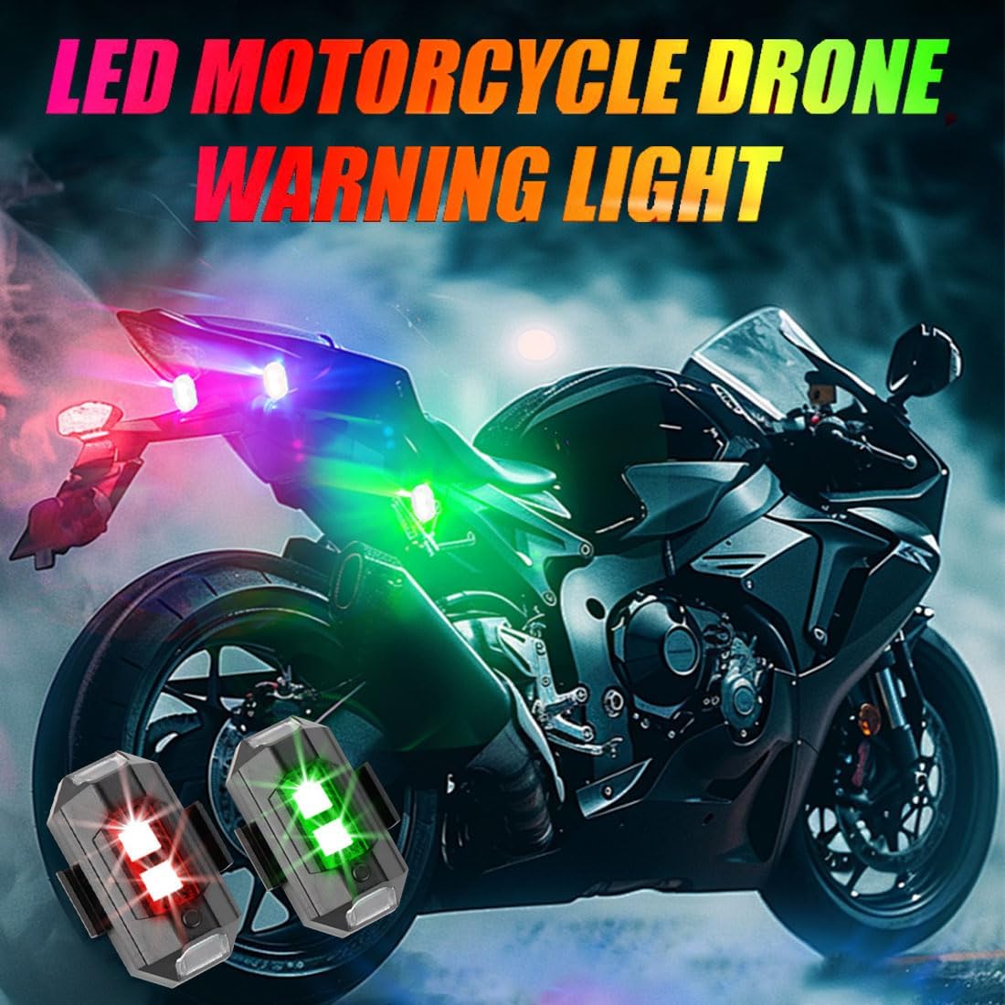 4Pcs LED Strobe Drone Light 7 Colors USB Charging Flying Anti-Collision Night Lights for Remote Control Drone,Motorcycle,Car,Bike,RC Car,RC Boat