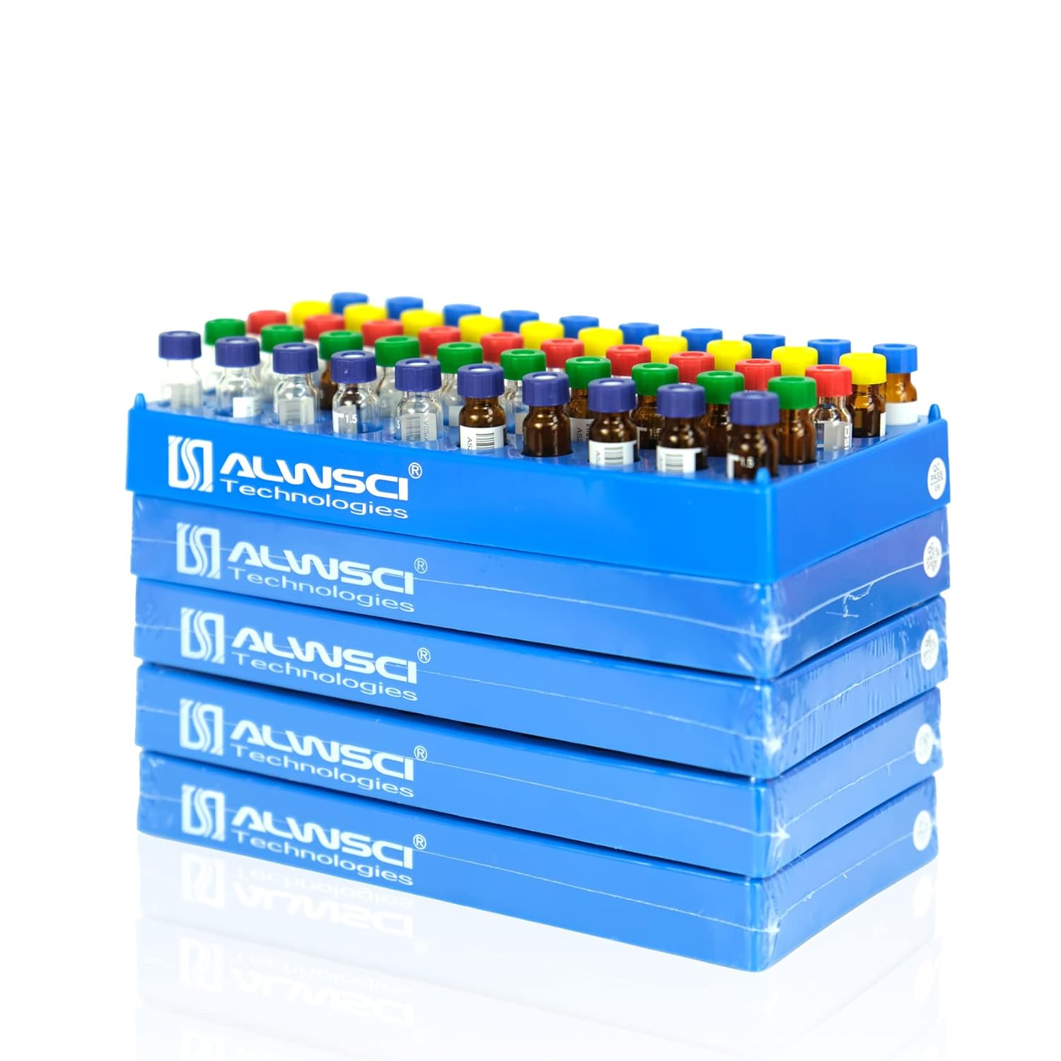 ALWSCI 5 Packs 2ml Vial Rack, Lab HPLC Vial Holder, 12mm Vial Tray