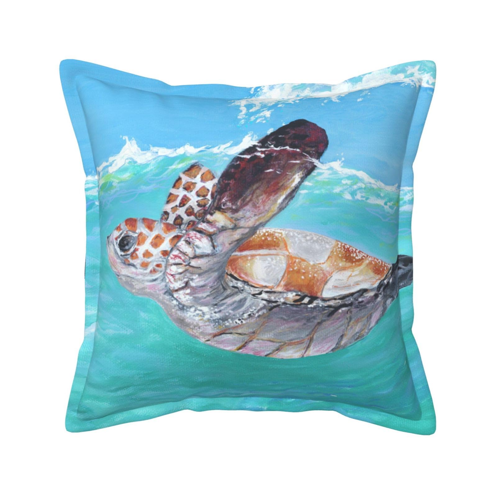 Housses de coussin décoratives tortue de mer pour lit et canapé rustique