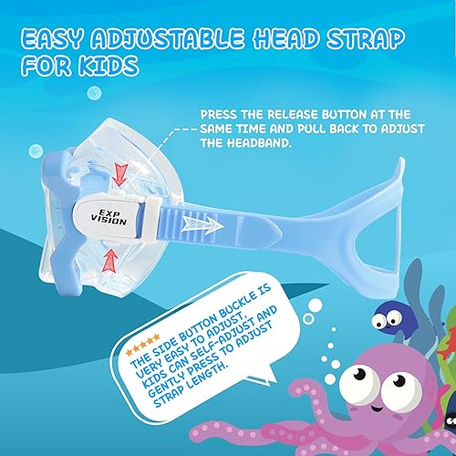 Miniatura 6 de Máscara de buceo para niños, máscara de natación antivaho de 180, gafas de natación para niños de vidrio templado con cubierta para la nariz