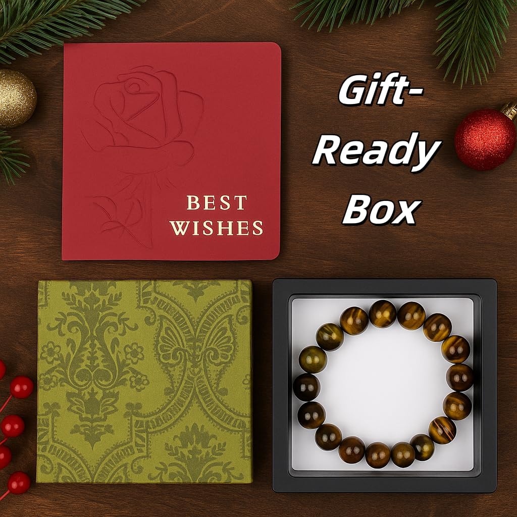 Tiger Eye Bracelet for Men and Women – Natural Crystal Healing Bracelet with Gift Box | Mens Beaded Bracelet for Protection, Courage, Confidence & Career Success - Image 8