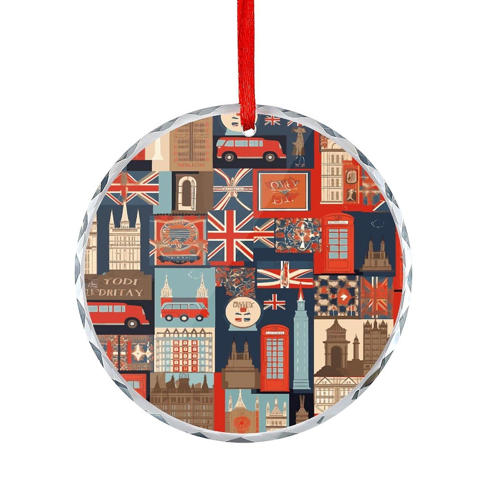 Fodpand Women's Style England Symbols Round Glass Ornament Keepsake Gift Exchange Ideas Car Decor,Christmas Ornaments For Tree Window Garden Ornaments