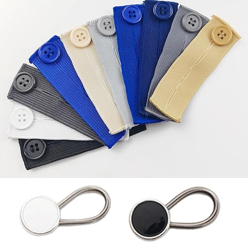 Miniatura 3 de TIHOOD Juego de 22 botones extensores, botón extensor de cintura elástica ajustable y flexible, extensores de cuello invisibles, botones de