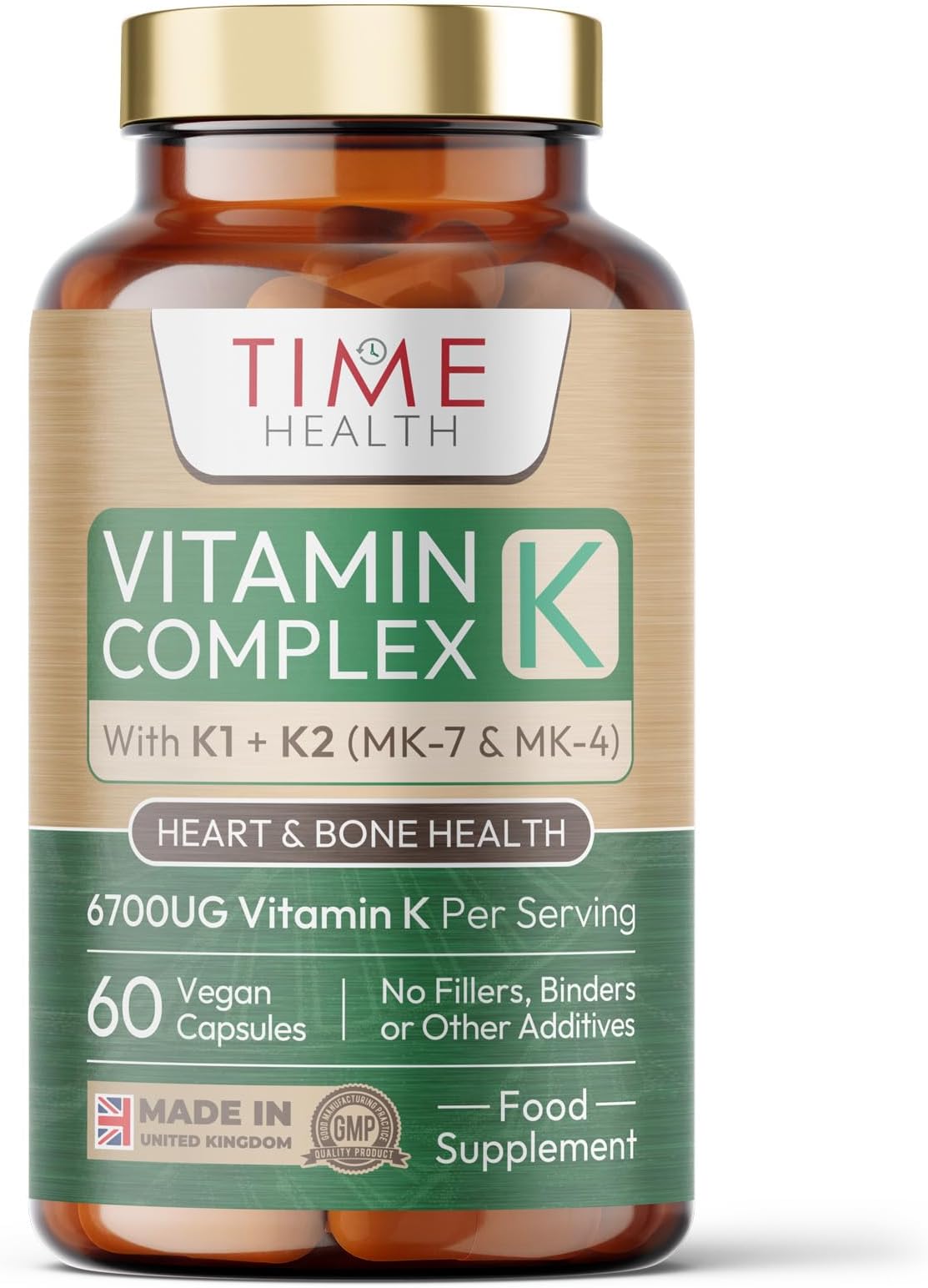 Vitamin K Complex | High Strength 6700ug Per Serving | 60 Capsules | Triple Mix K1 + K2 (MK-7 + MK-4) | Heart & Bone Support | Additive Free | UK Made to GMP Standards | Vegan (60 Count (Pack of 1))