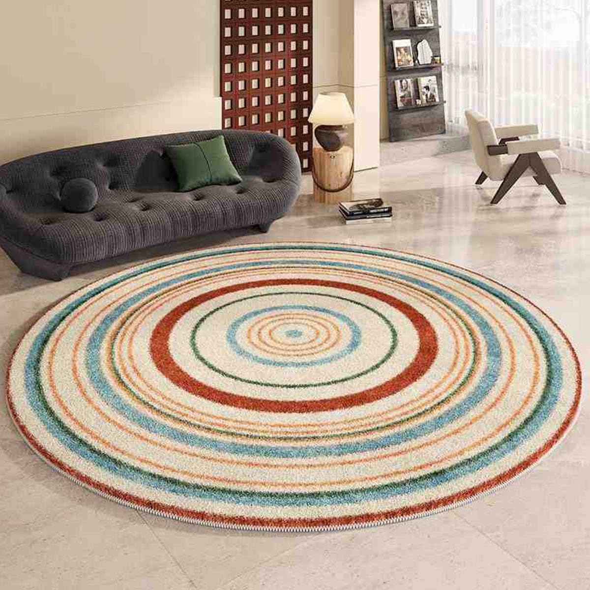 Tapis rond antidérapant fini les glissades tapis vintage lavable pour enfants