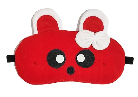 JUZZII Velvet Cute Baby Doll Sleeping Eye Shade Mask for Women Girls Kids Boys - (Red) Model No.54