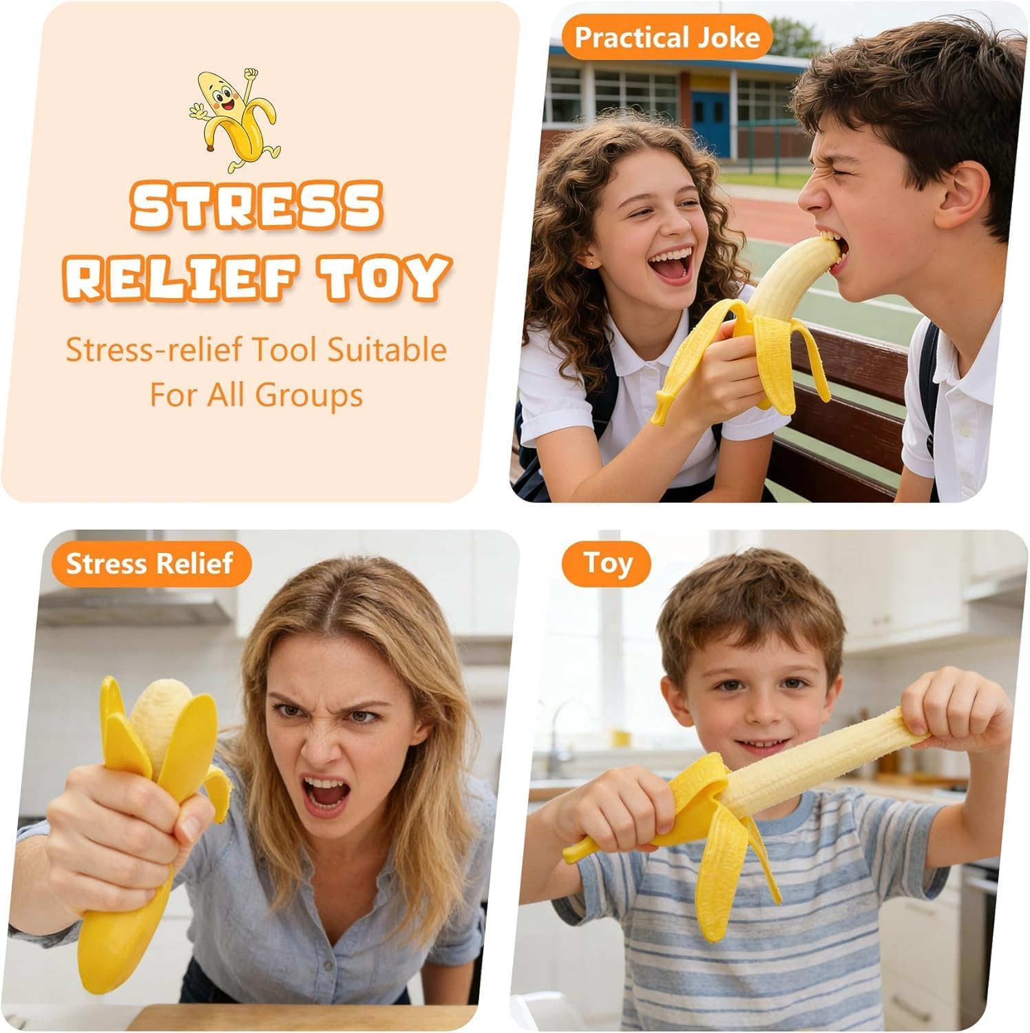 New Realistic Banana Squishy – Soft Scented Stress Relief Toy with Slow Rising, Fun Sensory Squeeze Toy , Great for Gifts and Party Prizes.
