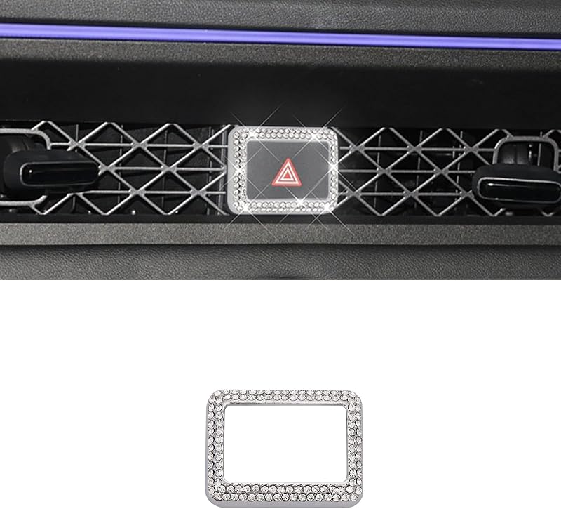 Capa adesiva decorativa para botão do pisca-alerta ZSJO Honda Accord, Civic e CR-V 2024 – Prata 2, 1 unidade