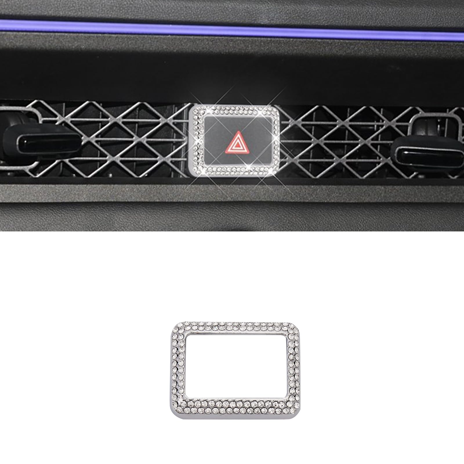Bling Hazard Warning Button Cover Sticker Fit for 11th Gen Honda Accord Civic CR-V 2024.(Silver 2)
