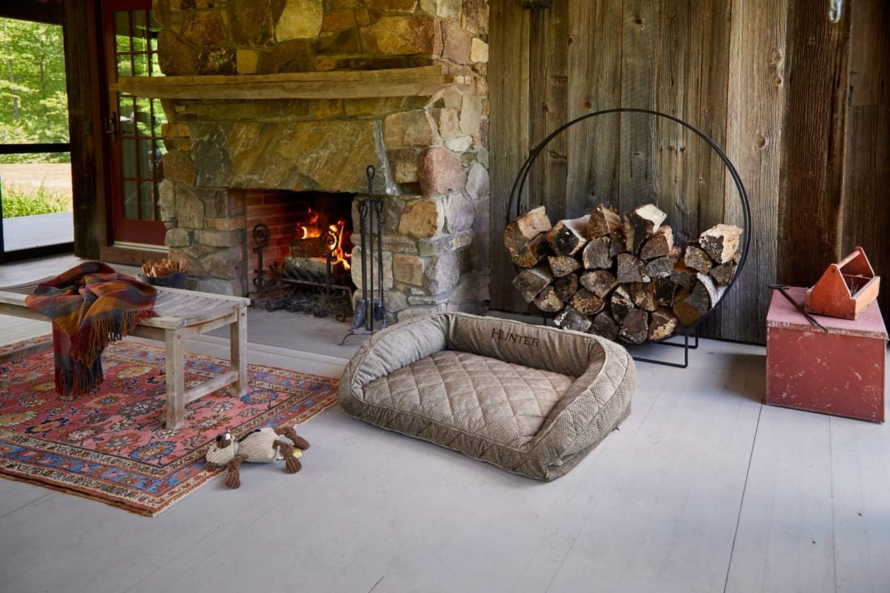 Orvis ComfortFill-Eco Bolster Dog Bed - Plush Rectangular Dog Beds with Three-Sided Bolster for Leaning, Charcoal Chev - Large : Pet Supplies