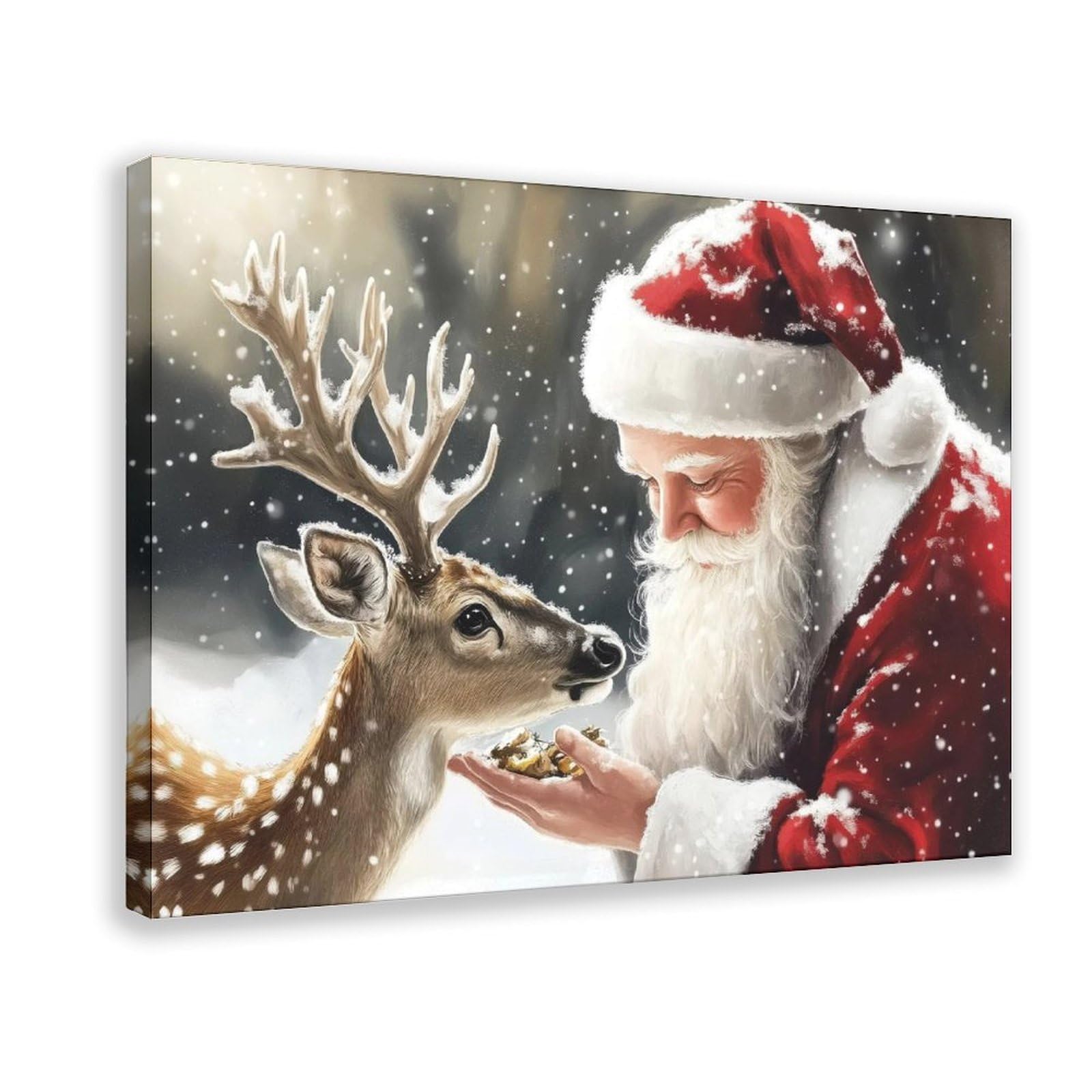 Bareronor Santa Claus Reindeer Canvas Poster for Dorm Room Decor Gift